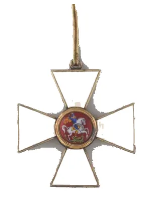 Знак ордена Святого Георгия — золотой крест с белой эмалью