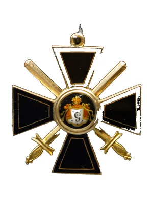 Знак ордена Святого Владимира — золотой крест с красной эмалью