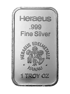 Зливок срібла Heraeus 1 тройська унція 999 проби
